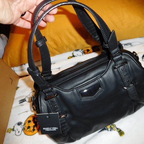 NWT VERA WANG BUENA BLACK SATCHEL CROSSBODY STRAP - Picture 3 of 10